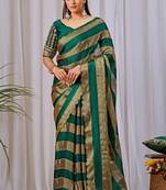Green nc satin patta shadow swarovski saree