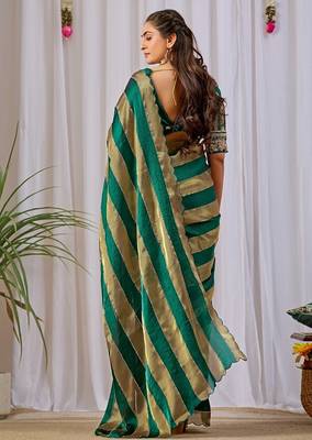 Green nc satin patta shadow swarovski saree 2