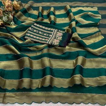Green nc satin patta shadow swarovski saree 5