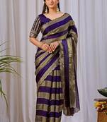 Purple nc satin patta shadow swarovski saree