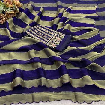 Purple nc satin patta shadow swarovski saree 5