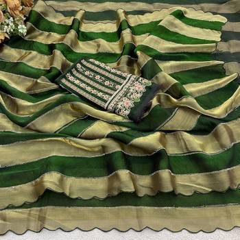 Mehendi nc satin patta shadow swarovski saree 5