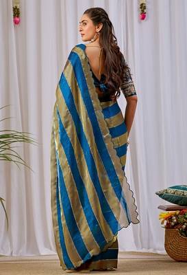 Teal nc satin patta shadow swarovski saree 2