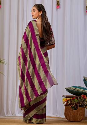 Wine nc satin patta shadow swarovski saree 2