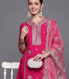 Ethnic Motifs Embroidered Panelled Gotta Patti Kurta with Trousers & With Dupatta