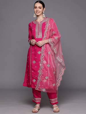 Ethnic Motifs Embroidered Panelled Gotta Patti Kurta with Trousers & With Dupatta 1