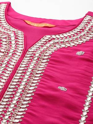Ethnic Motifs Embroidered Panelled Gotta Patti Kurta with Trousers & With Dupatta 3
