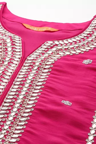 Ethnic Motifs Embroidered Panelled Gotta Patti Kurta with Trousers & With Dupatta