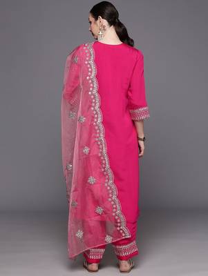 Ethnic Motifs Embroidered Panelled Gotta Patti Kurta with Trousers & With Dupatta 6