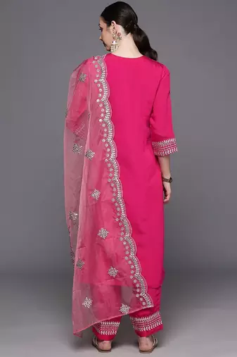 Ethnic Motifs Embroidered Panelled Gotta Patti Kurta with Trousers & With Dupatta