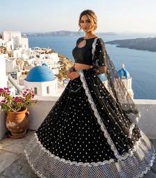 black color sequin work georgette lehnga Choli Set