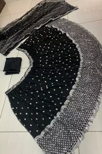 black color sequin work georgette lehnga Choli Set