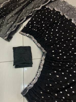black color sequin work georgette lehnga Choli Set 5