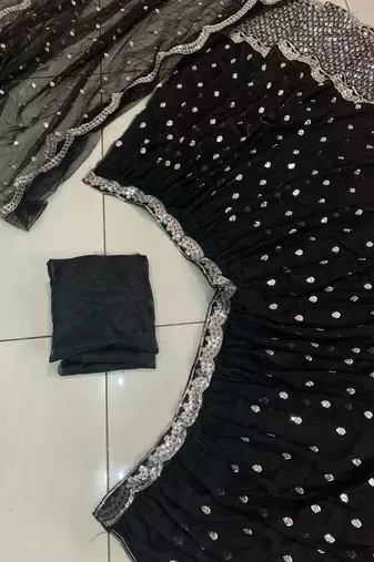 black color sequin work georgette lehnga Choli Set