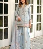 Premium japan satin embroidered top  farshi palazzo & printed dupatta set
