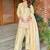 Premium yellow japan satin embroidered top  farshi palazzo & printed dupatta set