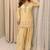 Premium yellow japan satin embroidered top  farshi palazzo & printed dupatta set