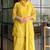 Yellow satin mul chanderi embroidered top  farshi palazzo & dupatta set