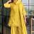 Yellow satin mul chanderi embroidered top  farshi palazzo & dupatta set