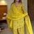 Yellow satin mul chanderi embroidered top  farshi palazzo & dupatta set