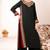 Black mul chanderi embroidered top  roman silk blend palazzo & dupatta set