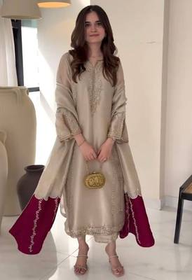 Designer jimmy choo embroidered top  palazzo & dupatta set 1