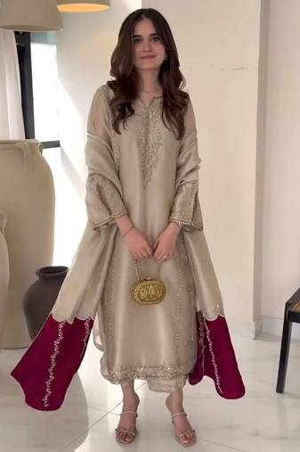 Designer jimmy choo embroidered top  palazzo & dupatta set