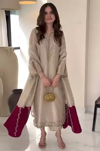 Designer jimmy choo embroidered top  palazzo & dupatta set