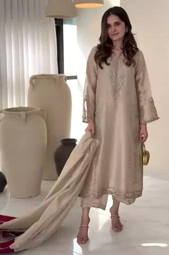 Designer jimmy choo embroidered top  palazzo & dupatta set