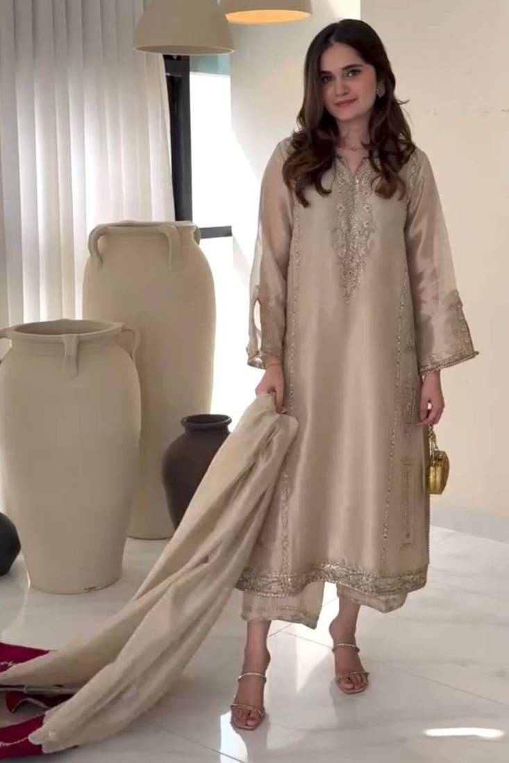 Designer jimmy choo embroidered top  palazzo & dupatta set