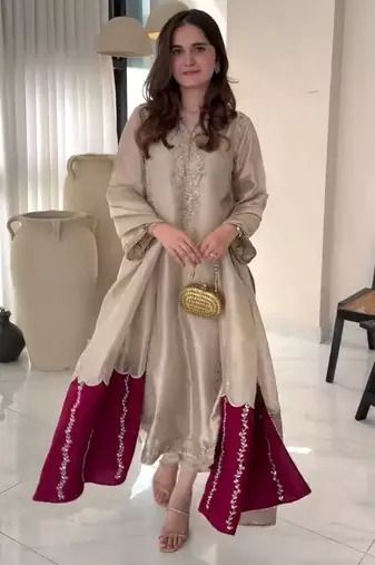 Designer jimmy choo embroidered top  palazzo & dupatta set