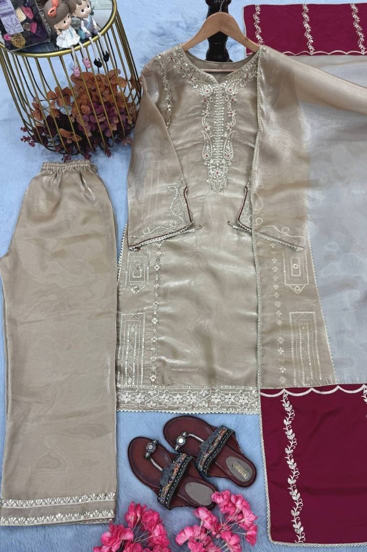 Designer jimmy choo embroidered top  palazzo & dupatta set