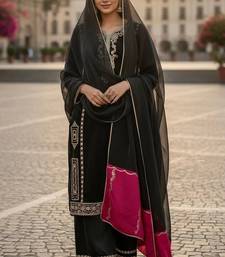 Designer black jimmy choo embroidered top  palazzo & dupatta set