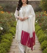 Designer white jimmy choo embroidered top  palazzo & dupatta set