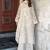 White faux georgette embroidered top  palazzo & dupatta set