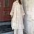 White faux georgette embroidered top  palazzo & dupatta set