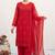 Red chikankari faux georgette embroidered top  palazzo & dupatta set