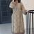Beige faux georgette embroidered top  palazzo & dupatta suit set