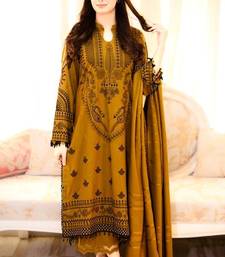 Pakistani mustard faux georgette embroidered top & palazzo set