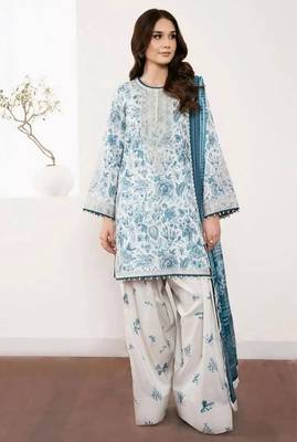 Printed natural crepe top  farshi palazzo & georgette dupatta set 1