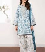 Printed natural crepe top  farshi palazzo & georgette dupatta set