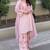 Pink natural crepe embroidered top  farshi palazzo & dupatta set