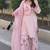 Pink natural crepe embroidered top  farshi palazzo & dupatta set