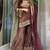 Heavy brown printed chinon silk blend top-blouse  palazzo & butterfly net dupatta set