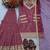 Heavy brown printed chinon silk blend top-blouse  palazzo & butterfly net dupatta set