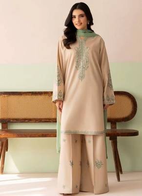 Designer heavy roman silk blend embroidered top  palazzo & dupatta set 1
