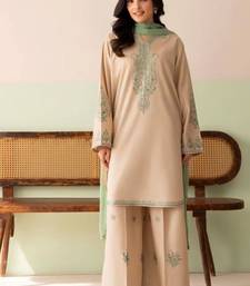 Designer heavy roman silk blend embroidered top  palazzo & dupatta set