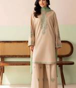 Designer heavy roman silk blend embroidered top  palazzo & dupatta set