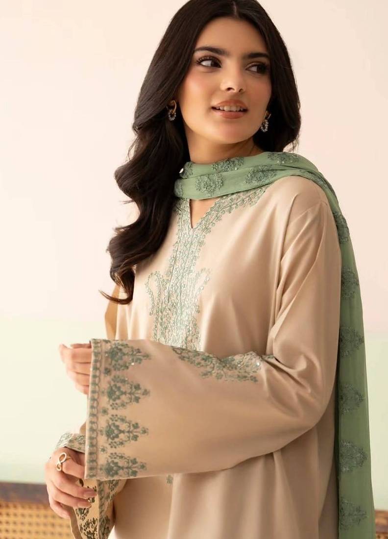 Designer heavy roman silk blend embroidered top  palazzo & dupatta set