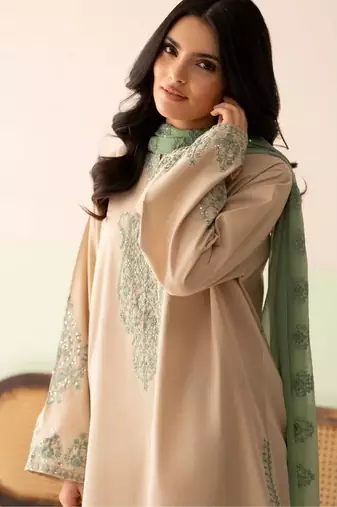 Designer heavy roman silk blend embroidered top  palazzo & dupatta set